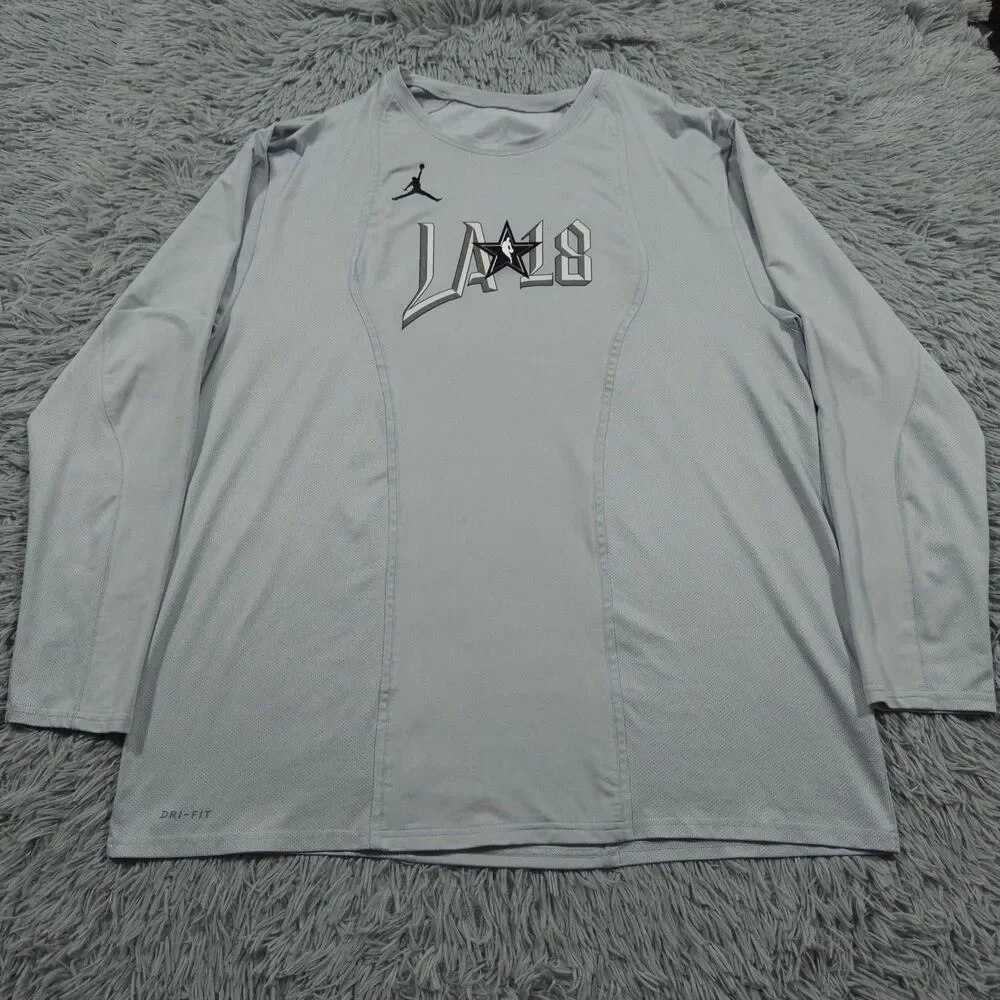 Jordan Shirt XXL Gray Black NBA 2018 All Star Game Warm Up Pullover Mens